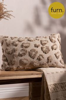 furn. Natural Maeve Tonal Leopard Print Tufted Cotton Cushion