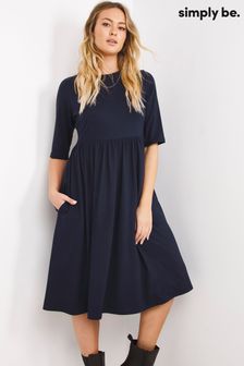 Simply Be Blue Supersoft Pocket Long Sleeve Midi Dress (D33759) | 32 €