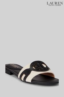 Черный - Парусиновые кожаные шлепанцы Lauren Ralph Lauren Alegra (D33972) | €158