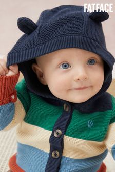 Fat Face Blue Baby Stripe Knitted Bear Cardigan (D34180) | SGD 52 - SGD 59