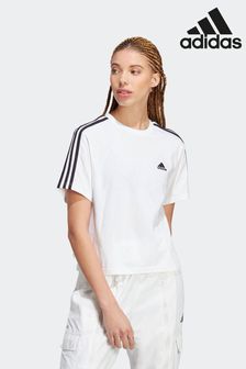 adidas White Sportswear Essentials 3-Stripes Single Jersey Top (D34248) | €36