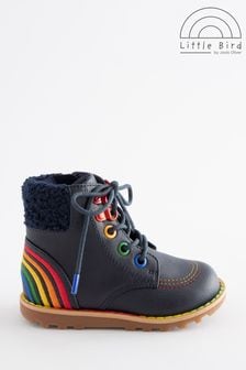 Little Bird by Jools Oliver Navy Rainbow Lace Up Boots (D34383) | €43 - €49