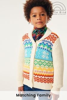 Little Bird by Jools Oliver Multi Chunky Rainbow Christmas Fairisle Knitted Cardigan (D34397) | TRY 816 - TRY 1.020