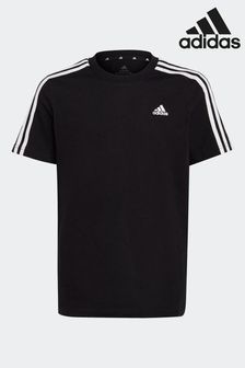 adidas Black Junior Essentials 3-Stripes Cotton T-Shirt (D34403) | R255