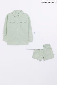 Cămașă tip jachetă cu Verde Larg pentru fete River Island kaki (D34417) | 167 LEI - 214 LEI