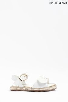 River Island Girls White Bow Pearl Espadrille Sandals (D34439) | €10