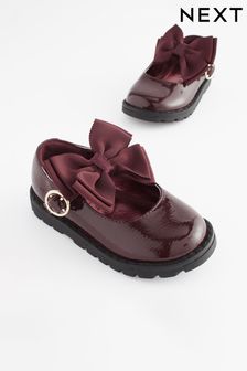 Сливово-красный - Туфли с ремешком и бантиком на низком каблуке (D34526) | €20 - €22