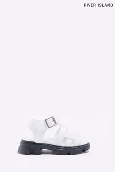 Белые сандалии для девочек на массивной подошве с Т-образными ремешками River Island (D34587) | €16