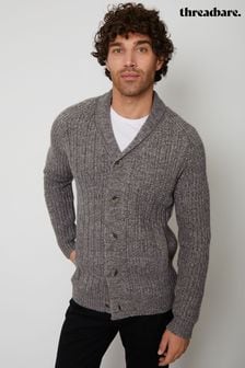 Threadbare Grey Wool Blend Shawl Collar Cardigan (D34617) | ₪ 161