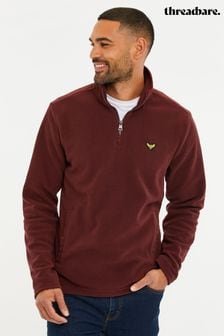 Burgunderrot - Threadbare Fleece-Sweatshirt mit 1/4-Reißverschluss (D34671) | 31 €