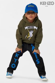 Bluza z kapturem w kolorze khaki Kenzo Kids z logo z żabą (D34684) | 420 zł - 517 zł