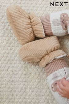 Tan Brown Cord Pull On Baby Boots (0-24mths) (D34703) | $14