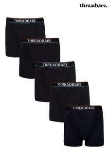 Threadbare Black Hipster Trunks 5 Packs (D34771) | LEI 143