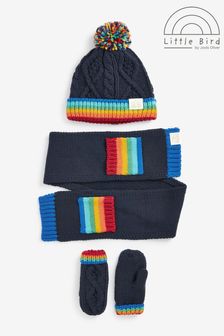 Little Bird by Jools Oliver Navy and Rainbow Striped Mittens/Gloves Set (D34865) | ₪ 112