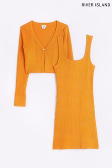 River Island Girls Orange Cardi Dress Set (D34892) | €40 - €53