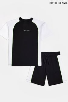 Komplet črne fantovske majice s kratkimi rokavi in barvnimi bloki River Island (D34907) | €27 - €35