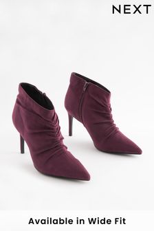Berry Red Forever Comfort® Point Toe Ruched Ankle Boots (D34929) | €20