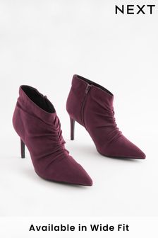 Berry Red Forever Comfort® Point Toe Ruched Ankle Boots (D34929) | €16