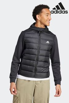 adidas Black Sportswear Essentials Hybrid Down Hooded Jacket (D35157) | €114