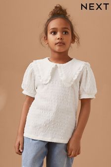 Blanc - T-shirt à col texturé (3-16 ans) (D35237) | €8 - €12