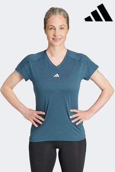 Grün - adidas Aeroready Train Essentials Minimal T-Shirt mit V-Ausschnitt und Logo (D35241) | 31 €