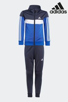 adidas Blue Kids Sportswear Tiberio 3-Stripes Colorblock Shiny Tracksuit (D35369) | €55
