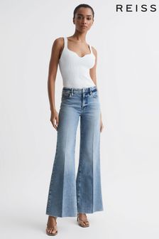 Reiss Mid Blue Good American Palazzo Jeans (D35762) | $255