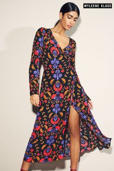 Myleene Klass Printed Wrap Dress (D35775) | SGD 106