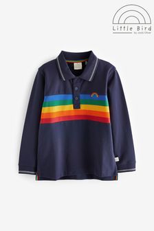 Little Bird by Jools Oliver Navy Long Sleeve Navy Rainbow Stripe Polo Shirt (D35807) | €28 - €38