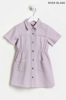 River Island Girls Lilac Purple Wash Shirt Dress (D35836) | DKK206 - DKK234