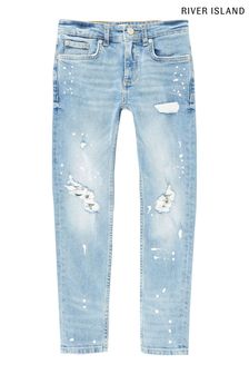 River Island Boys Blue Skinny Paint Splat Jeans (D35854) | €29 - €39