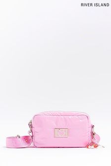 Różowa nylonowa torba na aparat River Island dla dziewczynek (D35862) | 108 zł