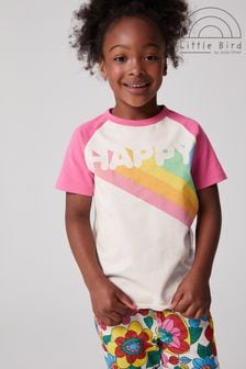 Little Bird by Jools Oliver Pink Short Sleeve Raglan Colourful T-Shirt (D35978) | AED61 - AED72