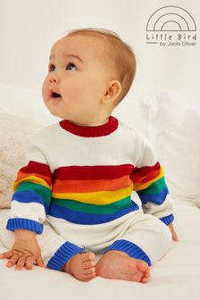 Little Bird by Jools Oliver Multi Baby Rainbow Stripe Knitted Rompersuit (D35980) | ₪ 101 - ₪ 111