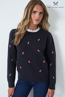 Crew Clothing Company Navy Blue Floral Print Casual Jumper (D35982) | €87