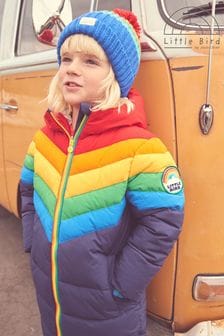 Little Bird by Jools Oliver Shower Resistant Rainbow Longline Padded Coat