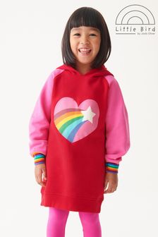 Little Bird by Jools Oliver Red and Pink Longline Heart Hoodie Dress