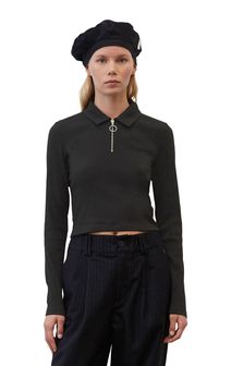 Marc O'Polo Denim Black Zip Collar Long Sleeve Polo T-Shirt (D36006) | €37