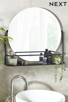 Black Moderna Shelf Wall Mirror (D36101) | 94 €