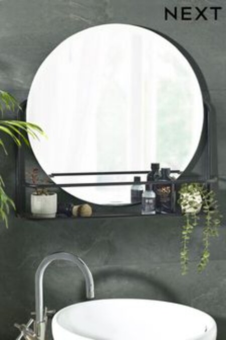 Black Shelf Wall Mirror (D36101) | $104