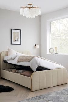Tweedy Plain Light Natural Kilby Upholstered Ottoman Storage Bed Frame (D36220) | €875 - €975