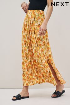 Orange Ditsy Pleat Front Detail Maxi Skirt (D36245) | €13.50