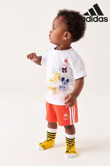 adidas Red/White x Disney Mickey Mouse T-Shirt and Shorts Set (D36274) | TRY 761