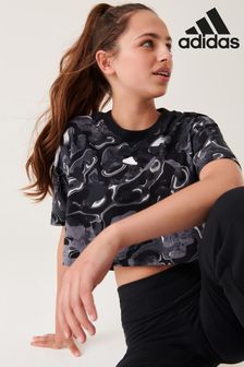 adidas Grey Kids Future Icons Allover Print Cotton T-Shirt (D36324) | €14