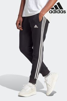 adidas Black Essentials Fleece 3-Stripes Tapered Cuff Joggers (D36325) | AED211