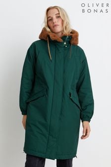 Oliver Bonas Green Faux Fur Hood Parka Coat (D36400) | 520 zł