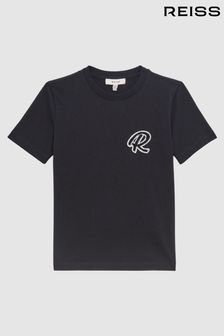 Reiss Navy Jude Junior Cotton Crew Neck T-Shirt (D36412) | 92 SAR