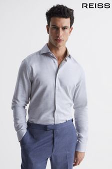 Grey Melange - Reiss Belief Slim Fit Flannel Shirt (D36425) | kr1 610
