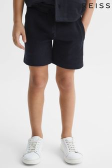 Reiss Navy Robin Junior Slim Fit Textured Drawstring Shorts (D36430) | kr370