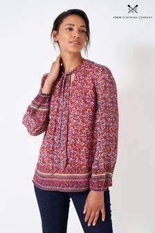 Pomarańczowa bluzka Crew clothing company z kwiatowym nadrukiem (D36455) | 185 zł